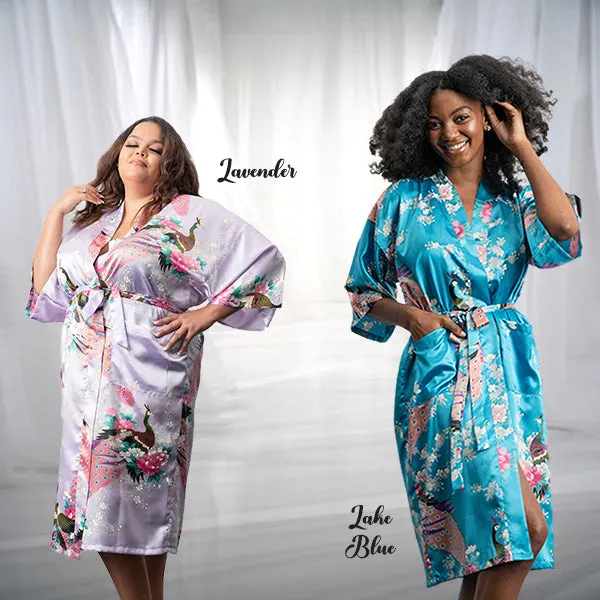 Bridesmaid Robe Set of 10, Floral, Womens Sizes 2-18, Mid Length