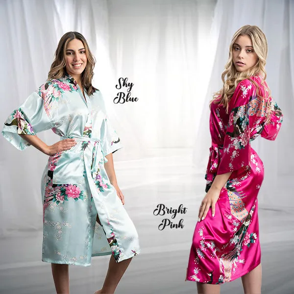 Bridesmaid Robe Set of 10, Floral, Womens Sizes 2-18, Mid Length