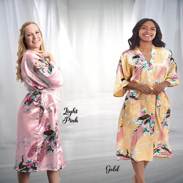 Bridesmaid Robe Set of 10, Floral, Womens Sizes 2-18, Mid Length