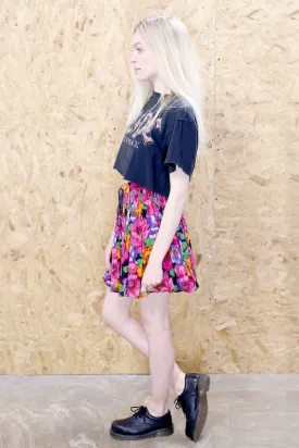 Bright Floral Print Skater Skirt