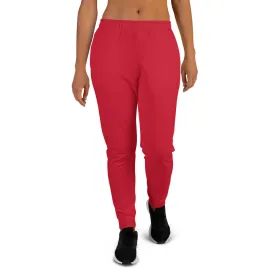 Bright Red Women's Joggers, Solid Color Slim Fit Premium Red Sweatpants- Made in EU