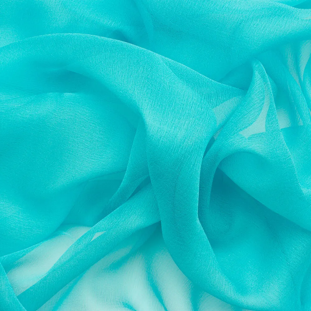 Bright Turquoise Silk Chiffon