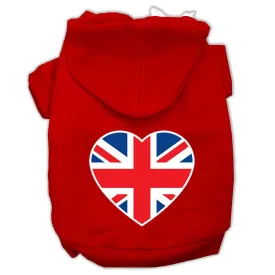 British Flag Heart Screen Print Pet Hoodies Red Size Lg (14)