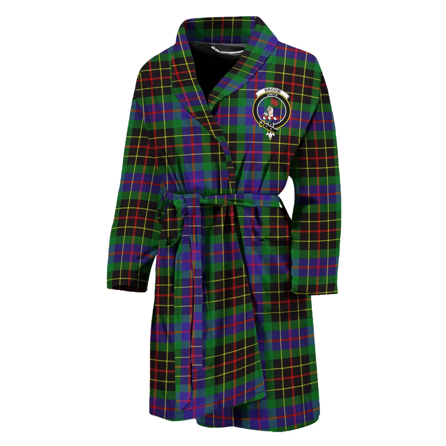 Brodie Hunting Modern Tartan Bathrobe with Family Crest