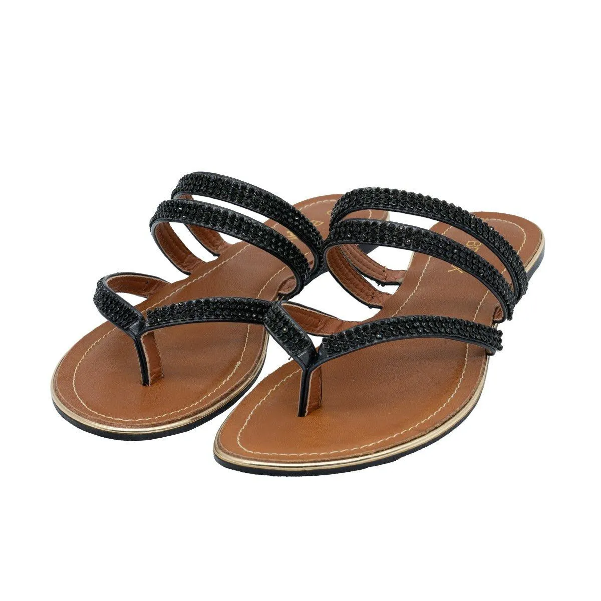 Bronx Flat Sandals Leather Beige Colour For Women