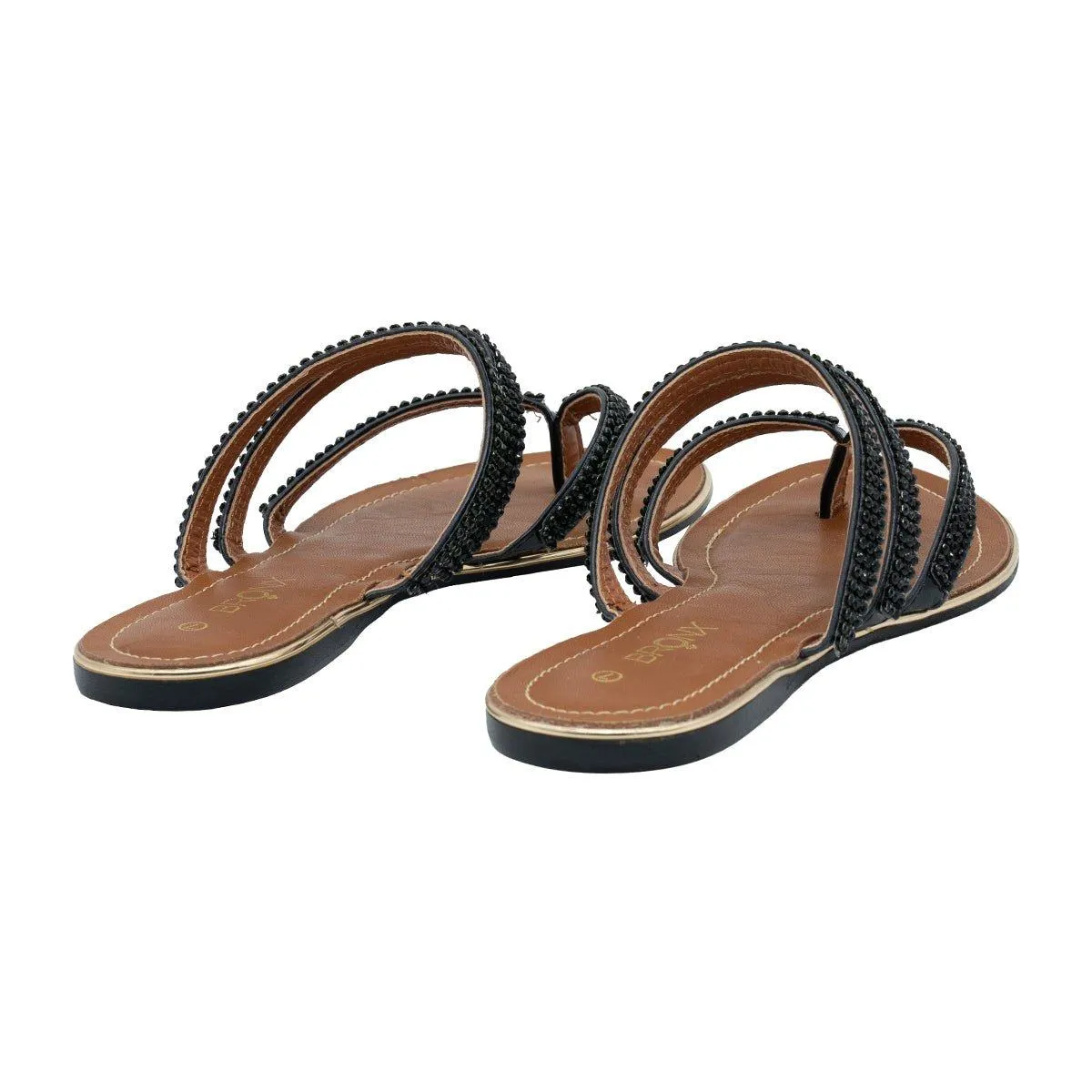 Bronx Flat Sandals Leather Beige Colour For Women