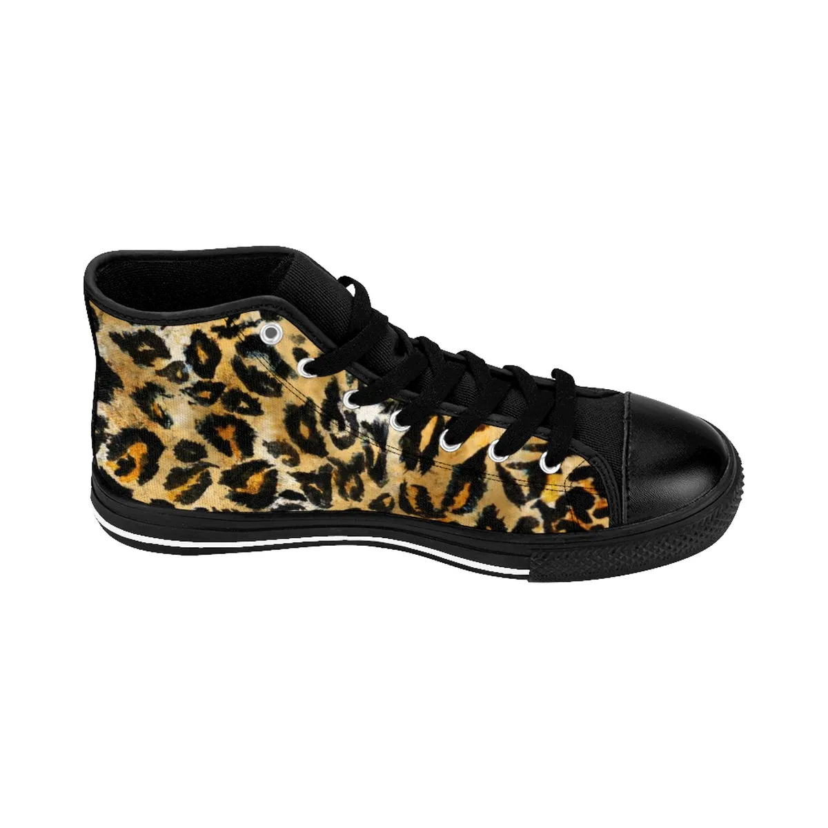 Brown Leopard Men's Sneakers, Best Leopard Animal Print Men's High Top Tennis Shoes