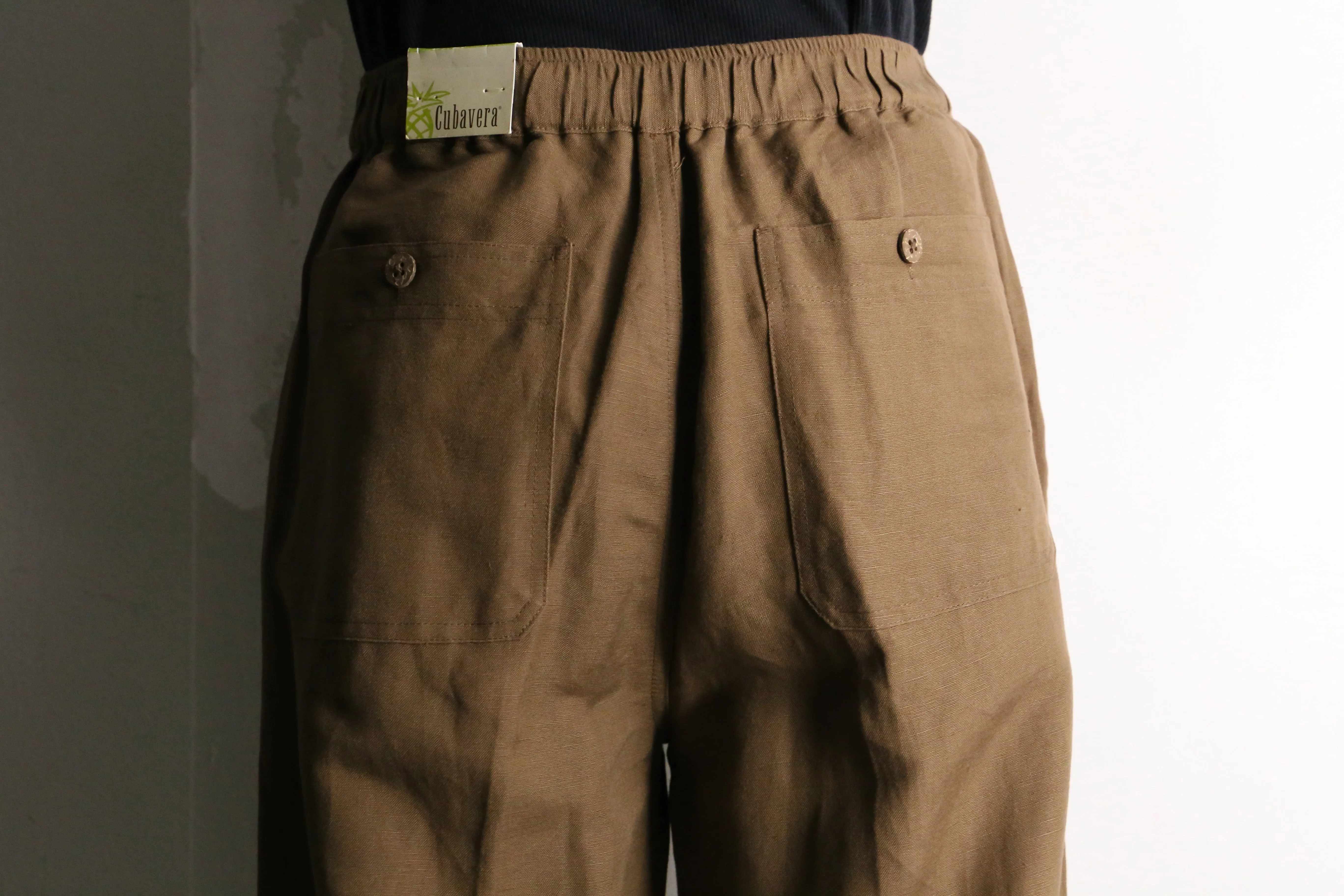 brown linen × rayon easy pants