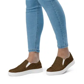 Brown Patterned Women's Sneakers, Unique Abstract Print Women’s Slip-On Canvas Shoes (US Size: 5-12)