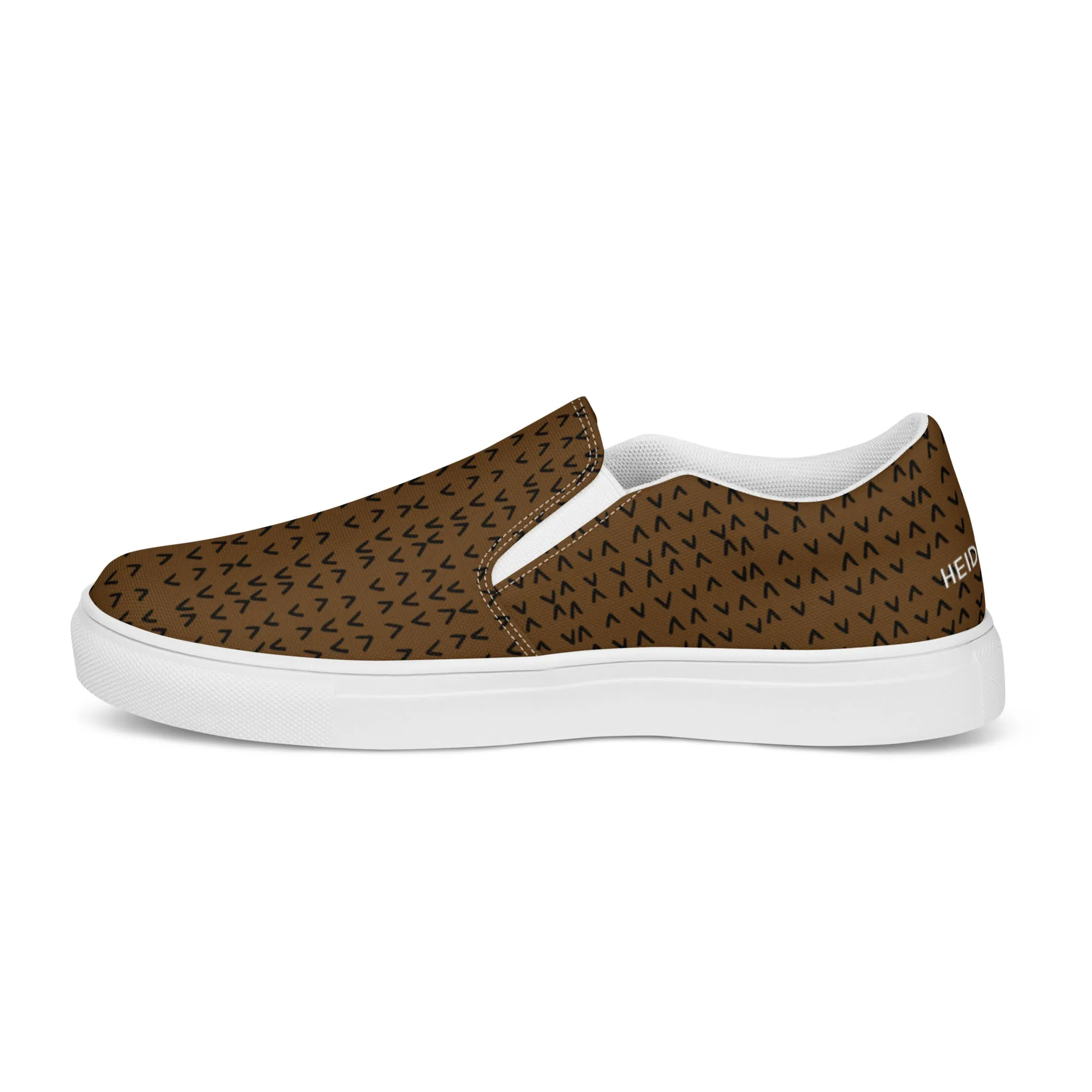 Brown Patterned Women's Sneakers, Unique Abstract Print Women’s Slip-On Canvas Shoes (US Size: 5-12)