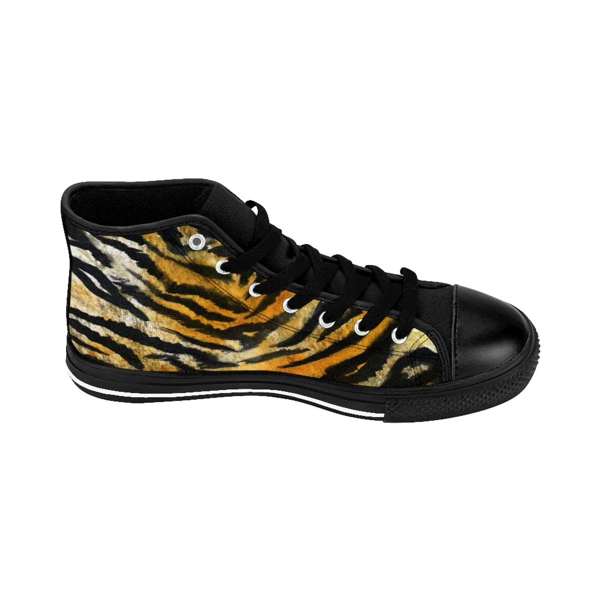 Brown Tiger Stripe Women's Sneakers, Chic Animal Print Designer High Top Tennis Shoes