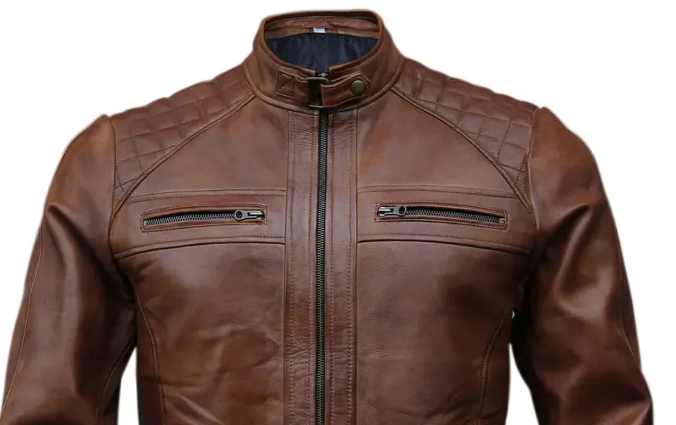 Brown Vintage Leather Jacket For Men 2024