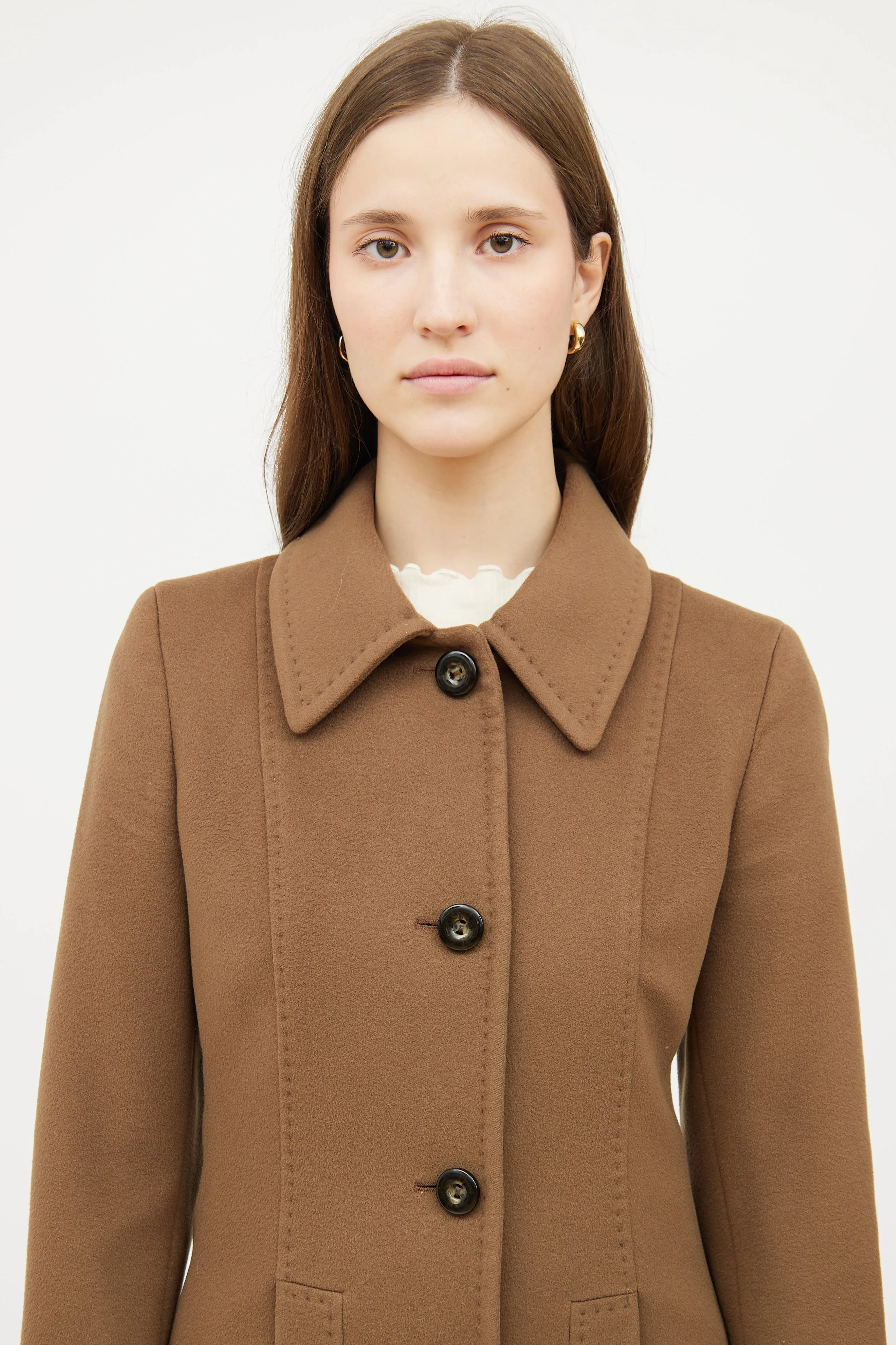 Brown Wool Midi Coat