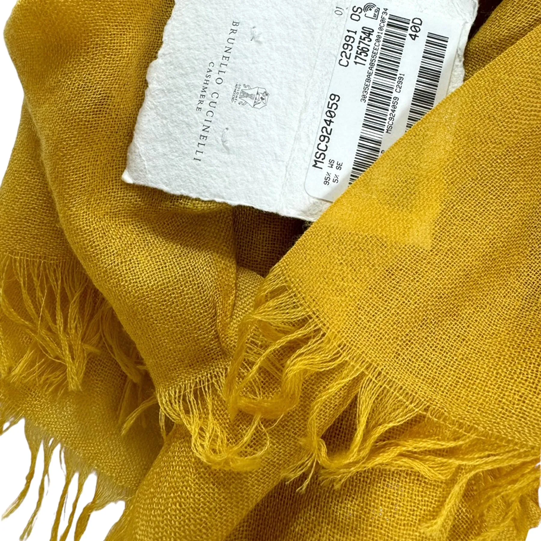 Brunello Cucinelli Cashmere Scarf Yellow Ocher - Large Women Shawl