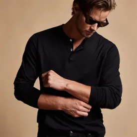 Brushed Lotus Henley - Black