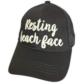 BT-10 Resting Beach Face Dark Grey 3D Magic Thread Pony Caps