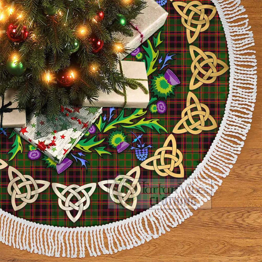 Buchan Tartan Christmas Tree Skirt with Thistle Celtic Knot Style