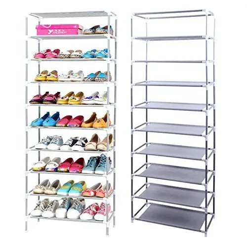 BuenoVida Shoe Rack for Home with Cover 9 Layer Shoes Stand for Home Portable Multipurpose Shoe Organizer (BiCycle Print)