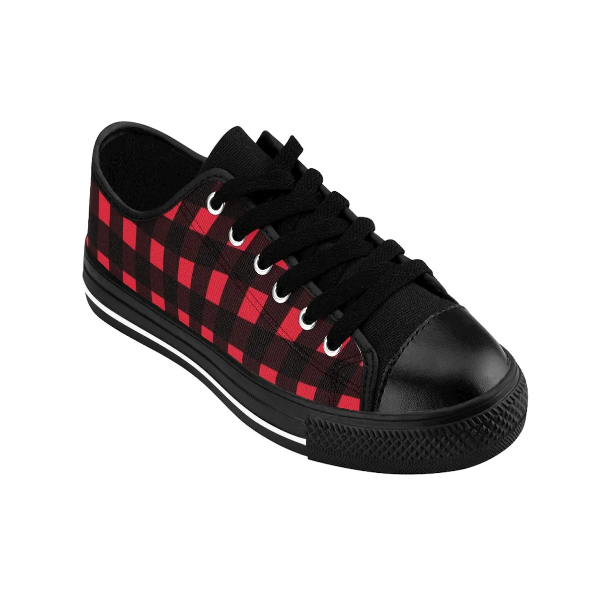 Buffalo Red Women's Sneakers, Designer Plaid Print Women's Casual Running Tennis Shoes