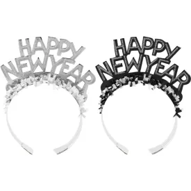 Bulk New Year's Eve Black and Silver Foil Glitter Tiaras (50 per Case)