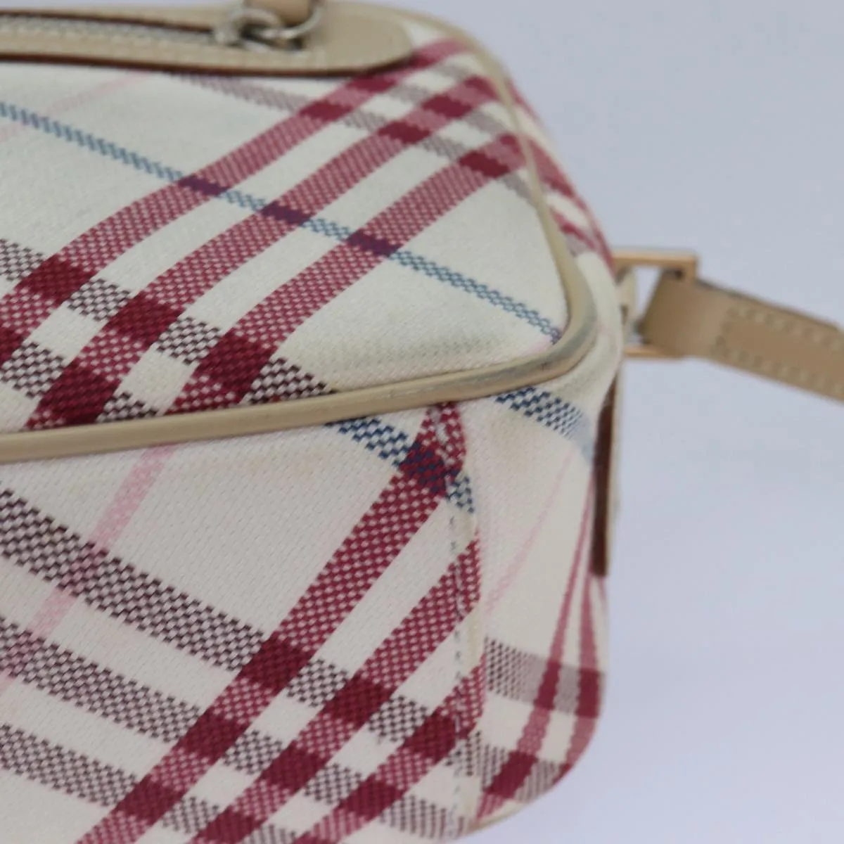 BURBERRY Nova Check Blue Label Shoulder Bag Canvas White  87637