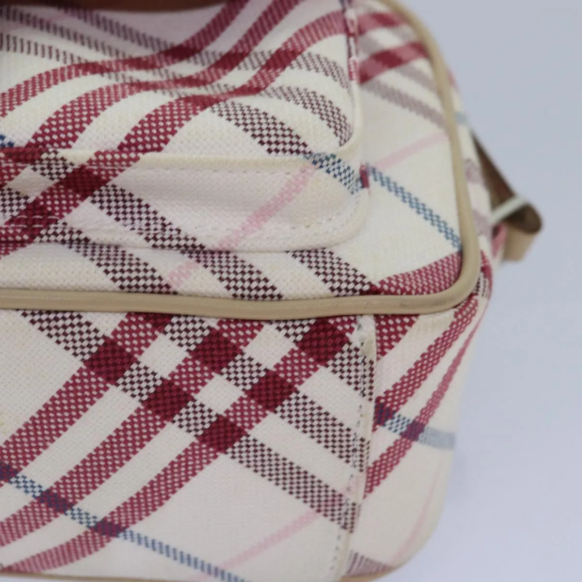 BURBERRY Nova Check Blue Label Shoulder Bag Canvas White  87637