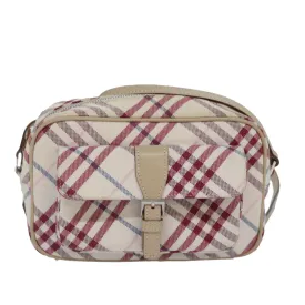 BURBERRY Nova Check Blue Label Shoulder Bag Canvas White  87637