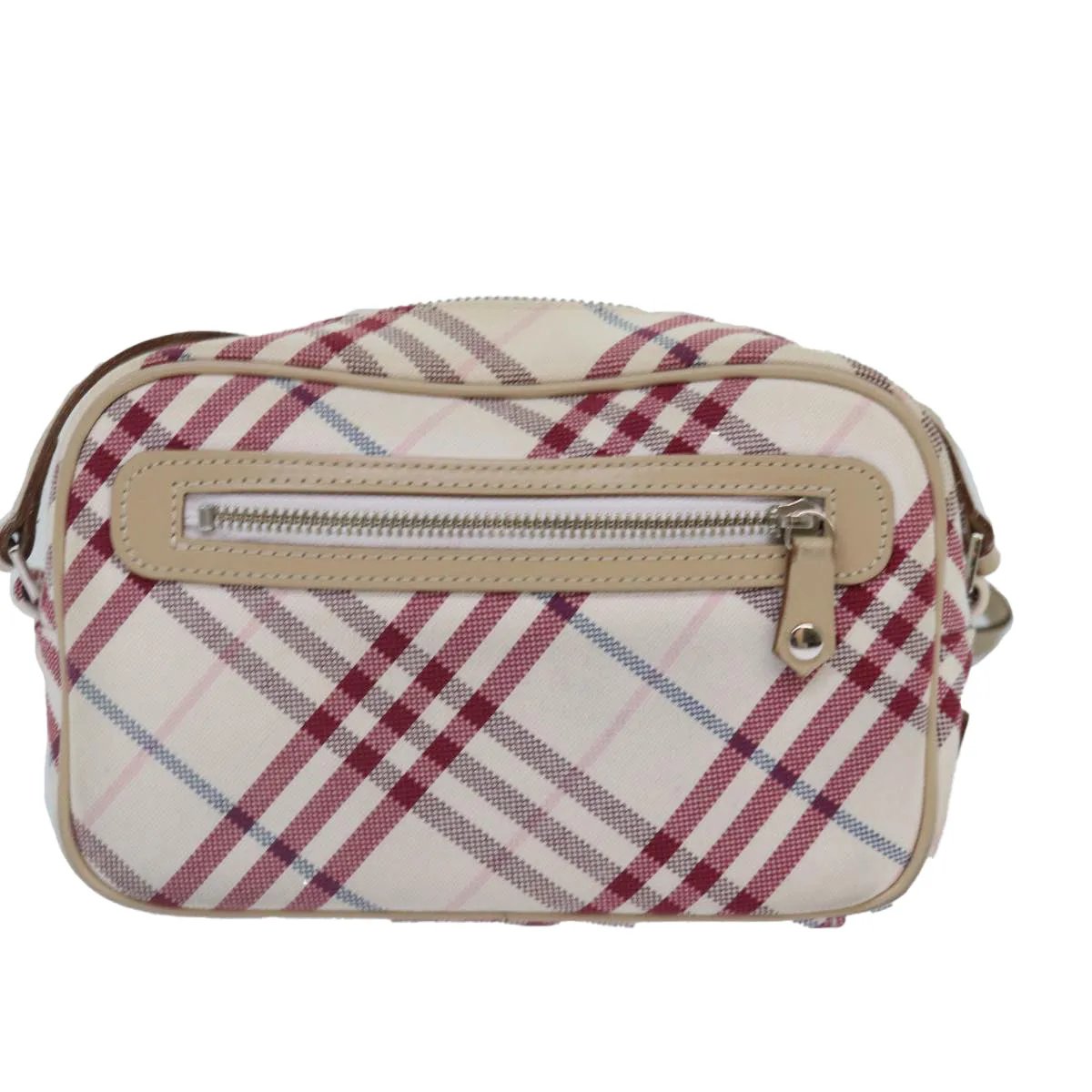 BURBERRY Nova Check Blue Label Shoulder Bag Canvas White  87637