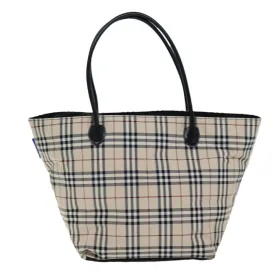 BURBERRY Nova Check Blue Label Tote Bag Nylon Beige  hk1322