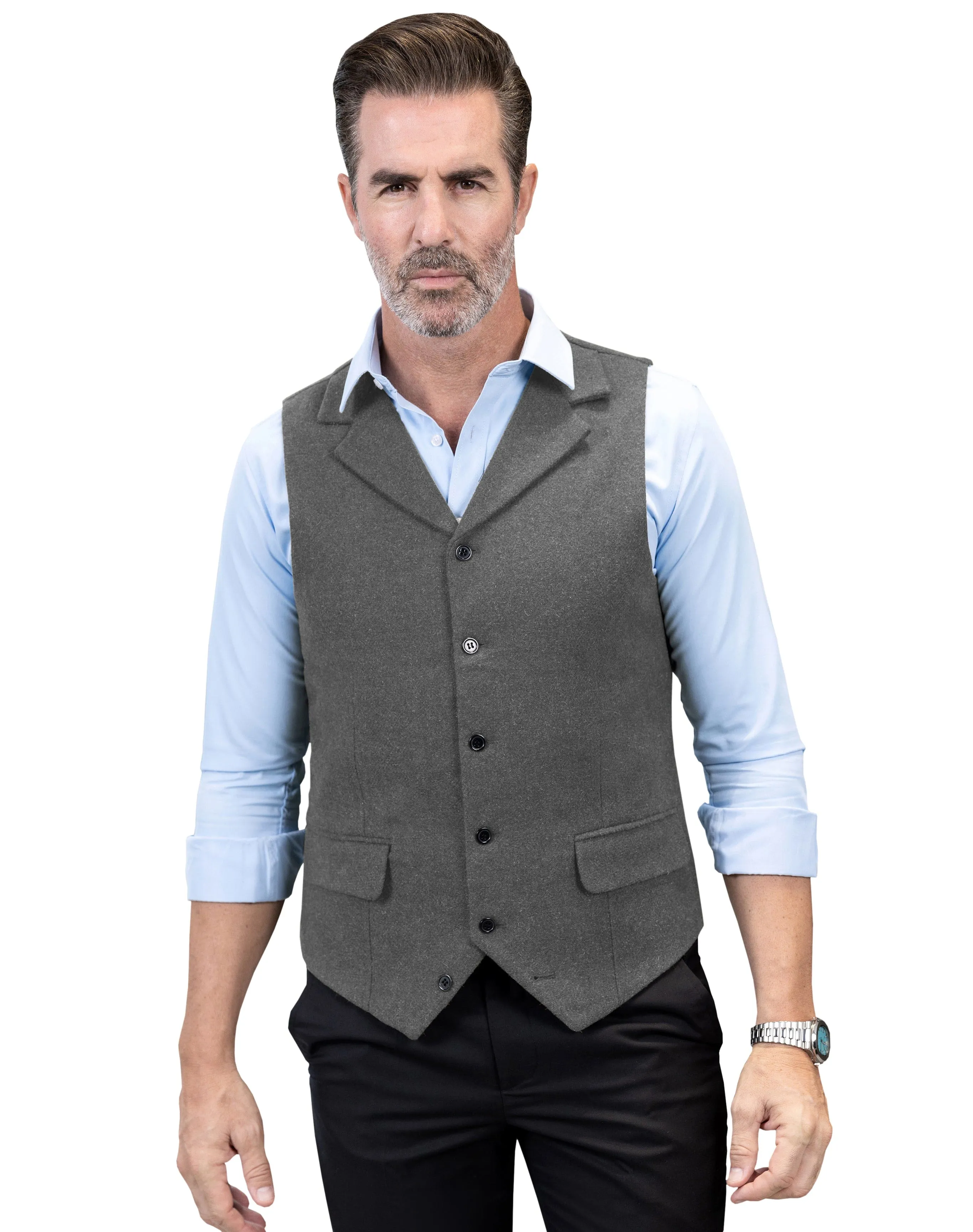 Business Casual Single Breasted Notch Lapel Mens Vest