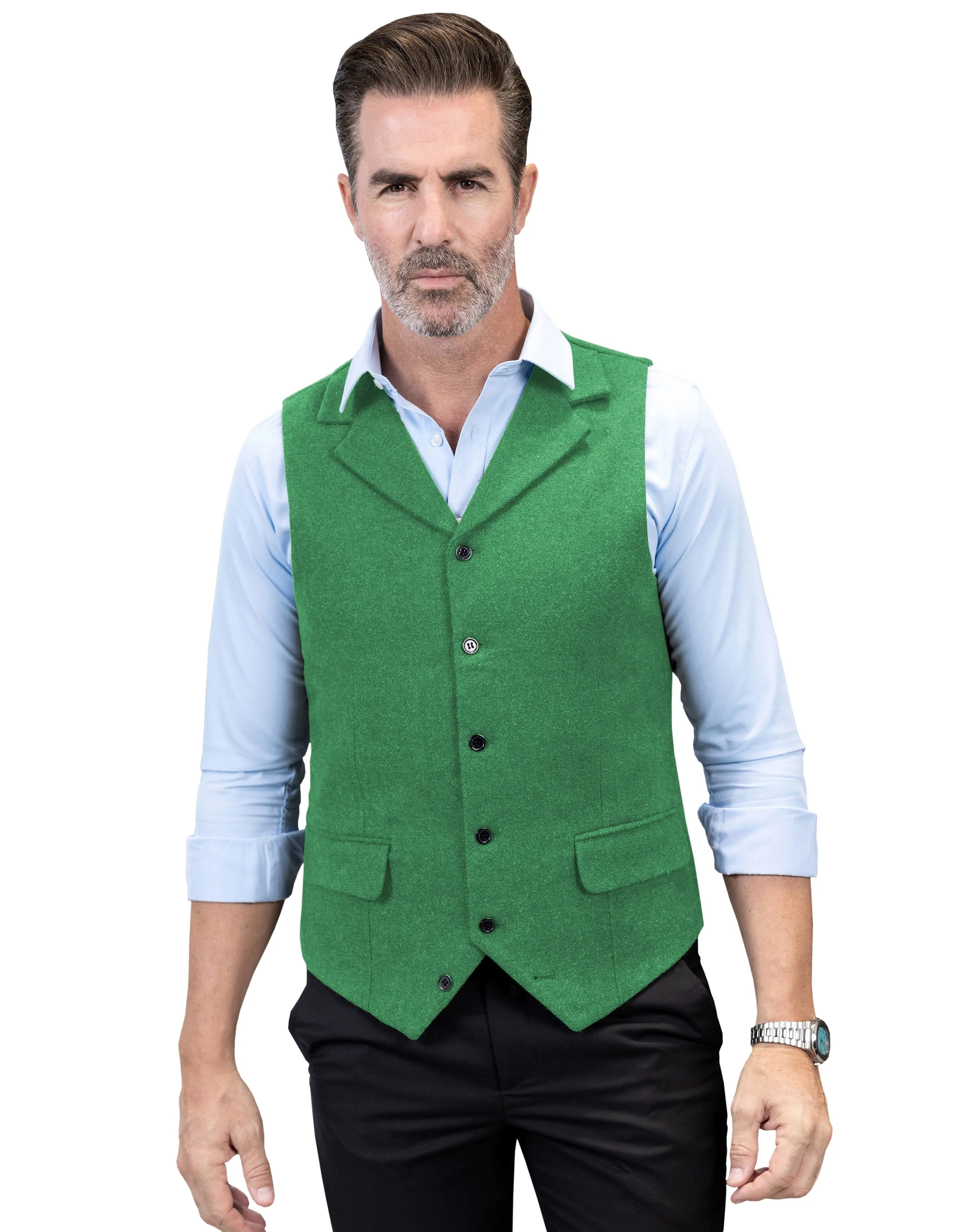 Business Casual Single Breasted Notch Lapel Mens Vest