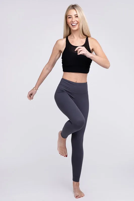 Butter Soft Basic Full Length Leggings in Charcoal