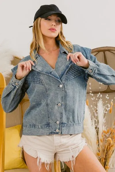 Button Up Long Sleeve Denim Jacket