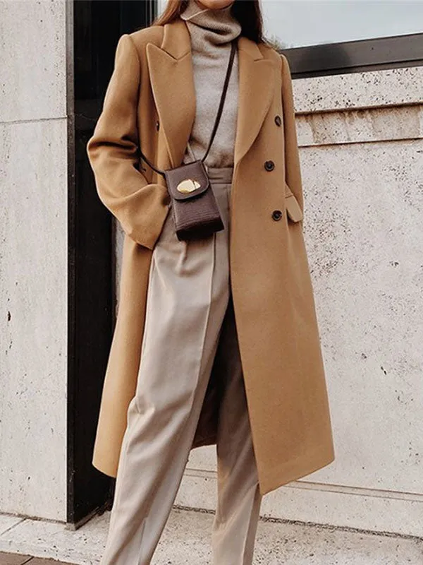 Buttoned Front Maxi Woolen Coat