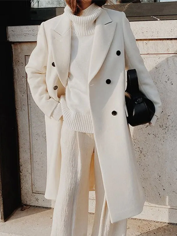 Buttoned Front Maxi Woolen Coat