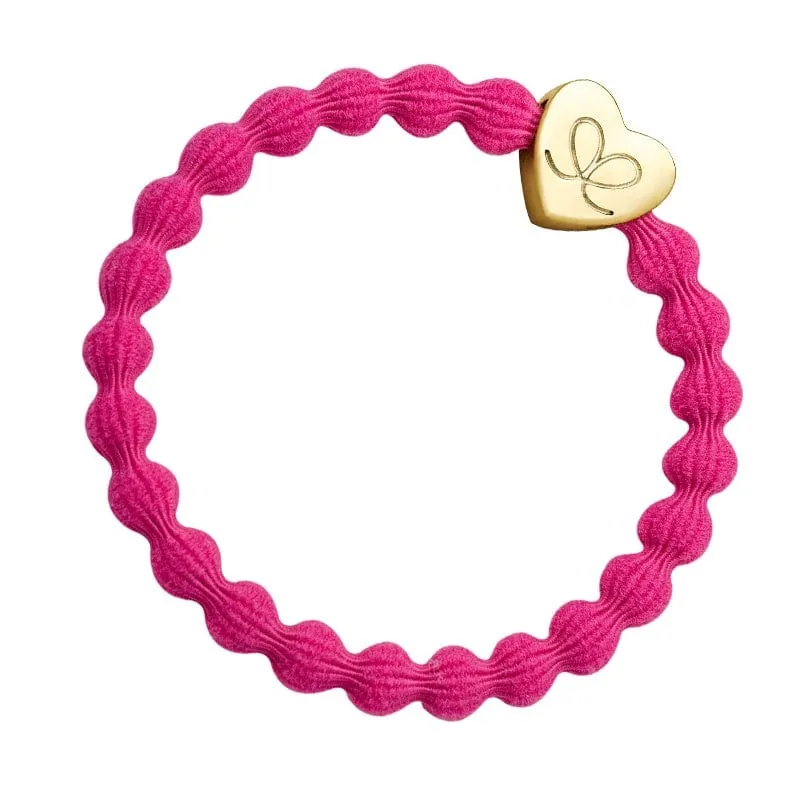 By Eloise Bangle Band Gold Heart Fuchsia