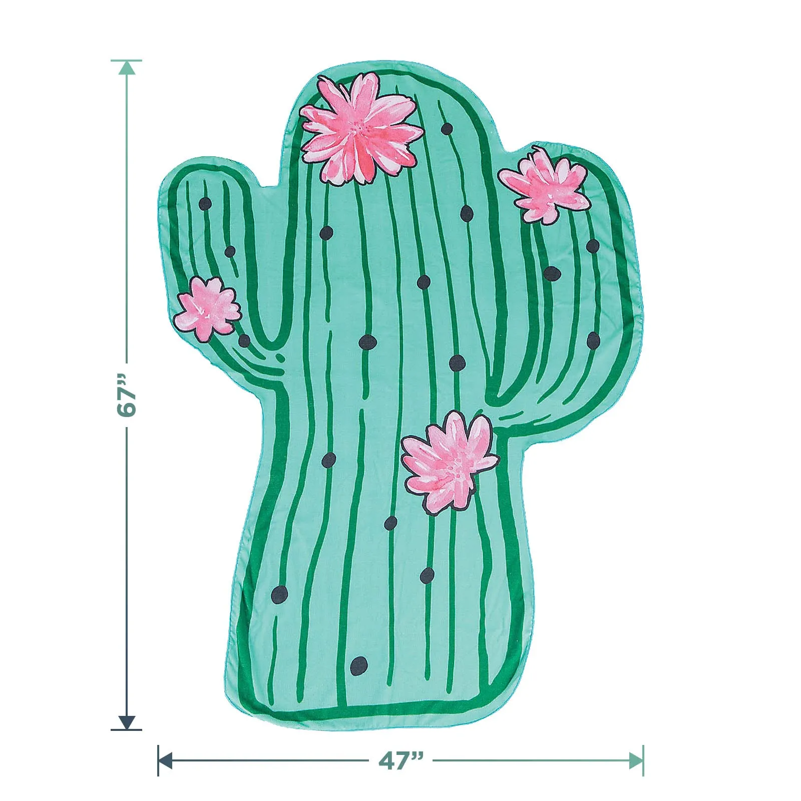 Cactus Party Supplies - Cactus Shaped Beach Towel and Can Sleeve Drink Holder