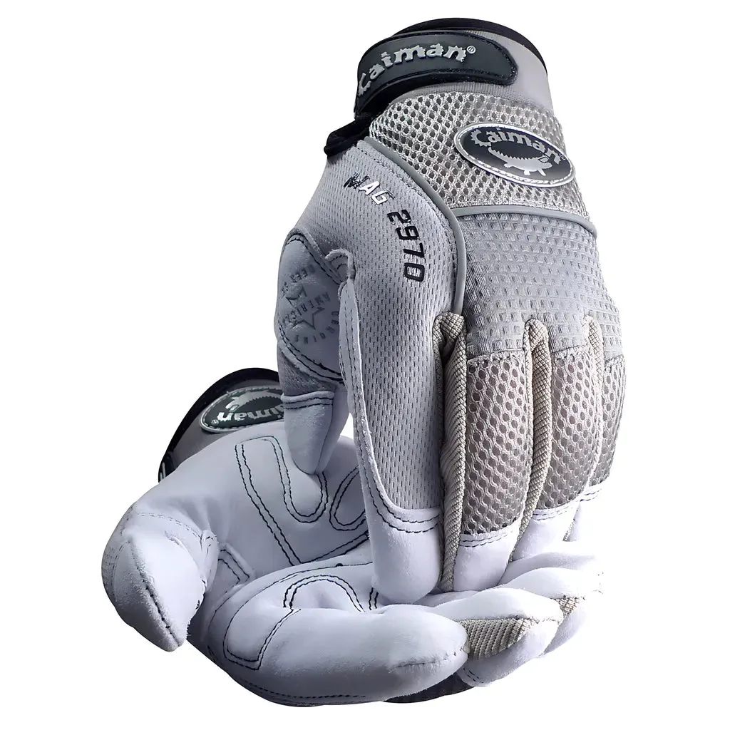 Caiman 2970-4 Multi-Activity Glove with Padded Deerskin Leather Palm and Gray AirMesh Back