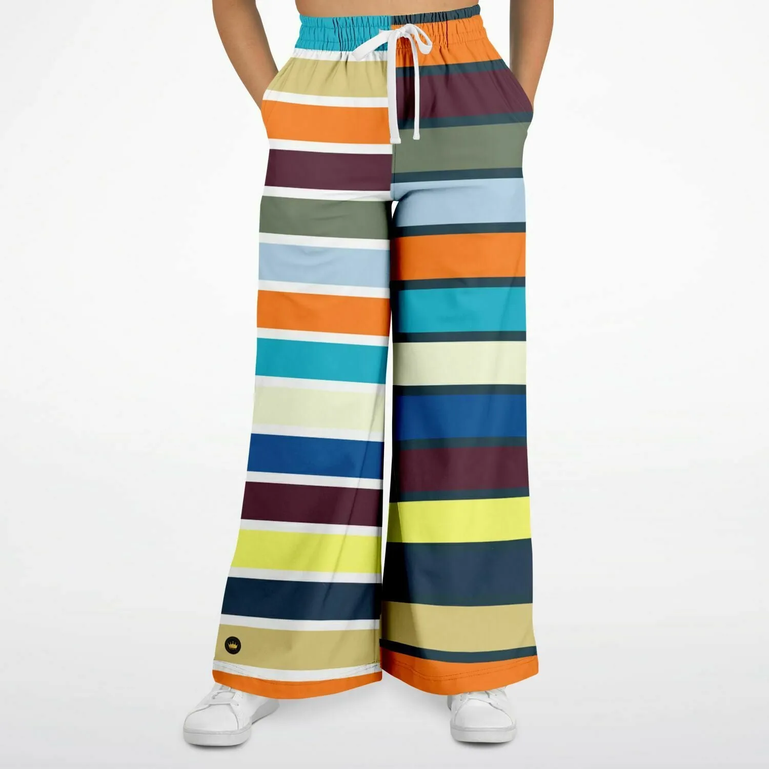 California Beach Girl Rugby Stripe Eco-Poly Wide Leg Pants