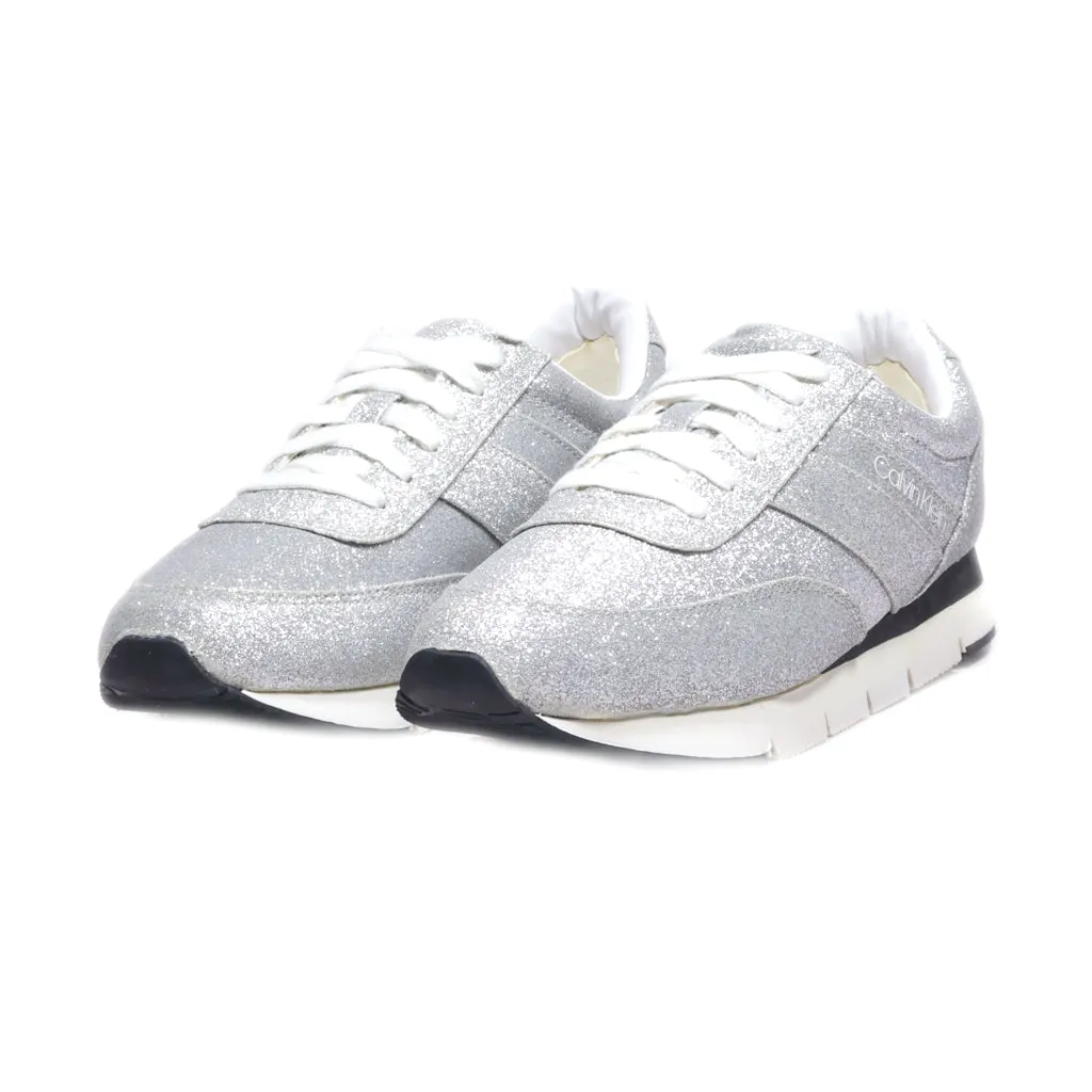 Calvin Klein Glitter Low-Top Sneakers Fabric Silver Colour For Women