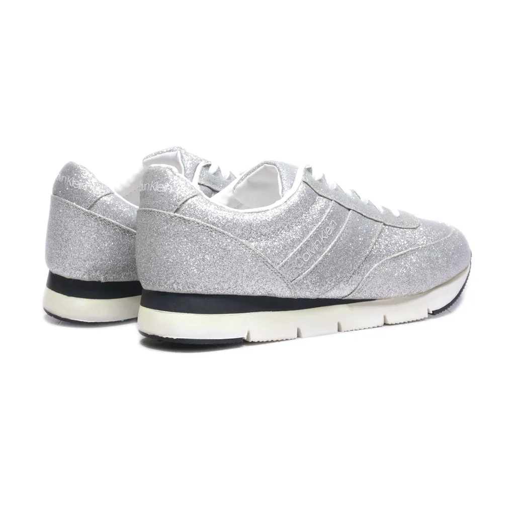 Calvin Klein Glitter Low-Top Sneakers Fabric Silver Colour For Women