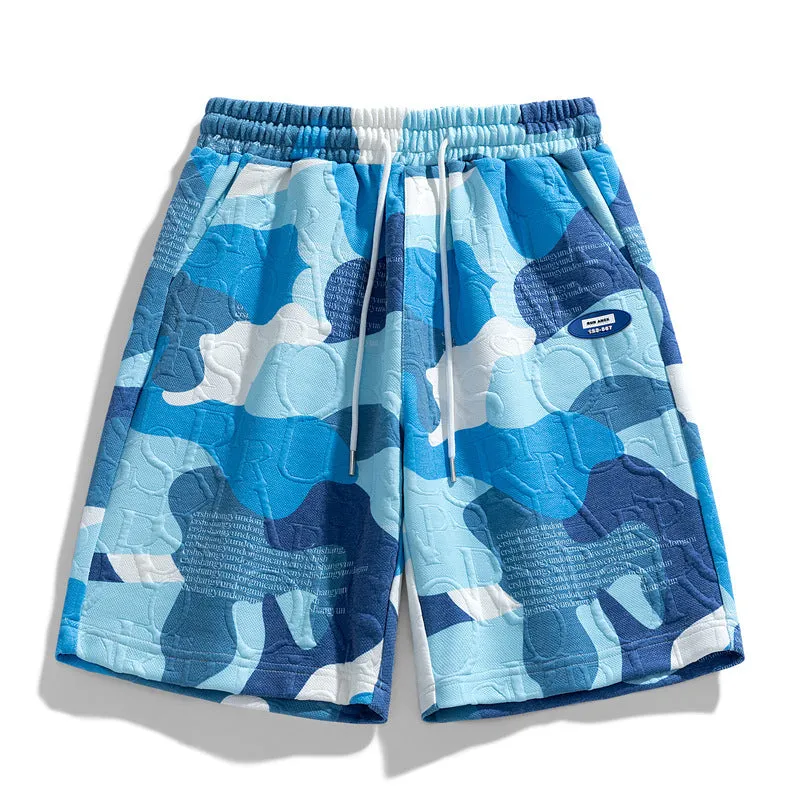 CAMOUFLAGE SHORTS LETTER JACQUARD COUPLE'S FIVE PIECE SHORTS BEACH PANTS