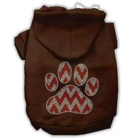 Candy Cane Chevron Paw Rhinestone Dog Hoodie Brown Xxl (18)