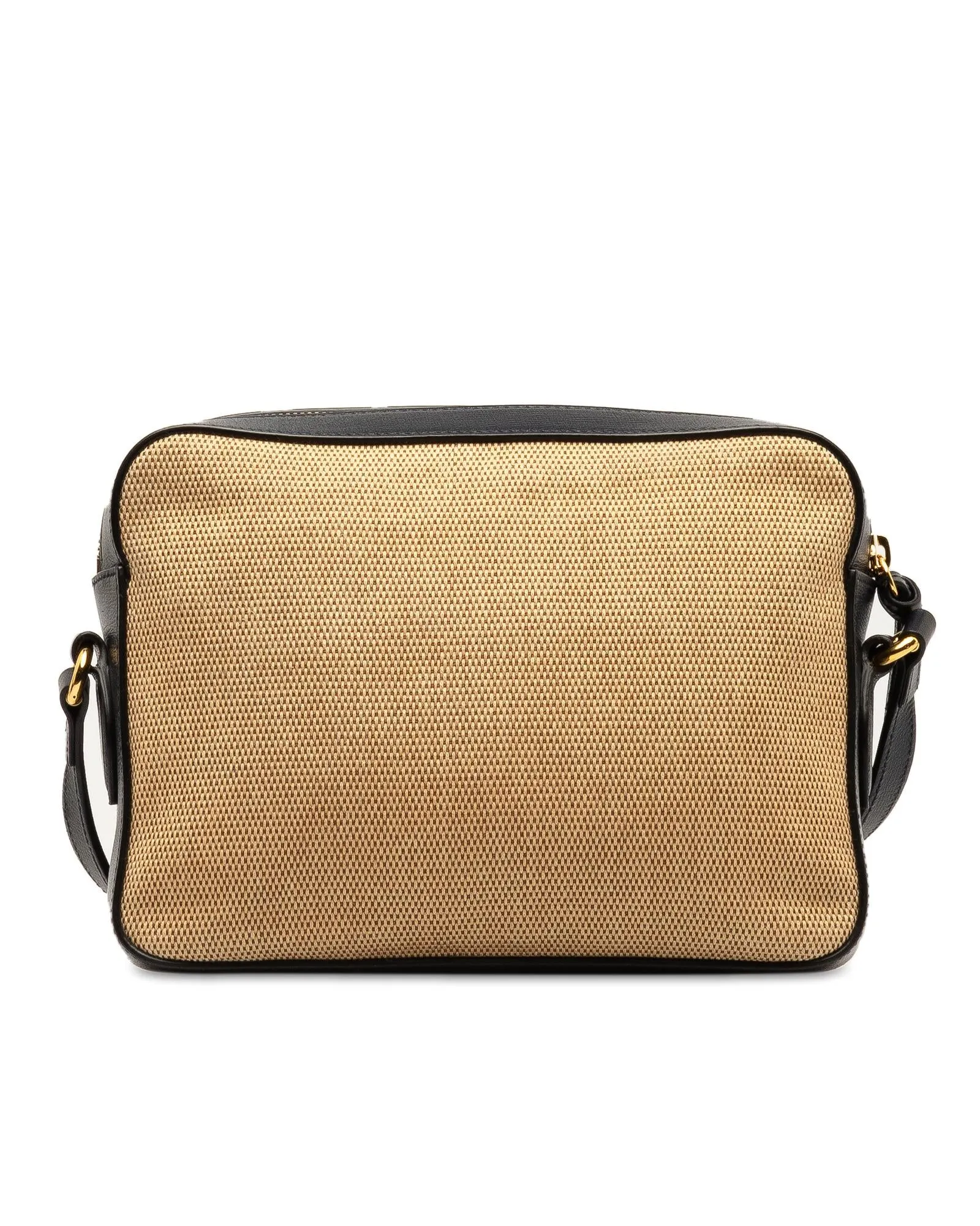 Canvas and Leather Flap Camera Bag with Exterior Pocket