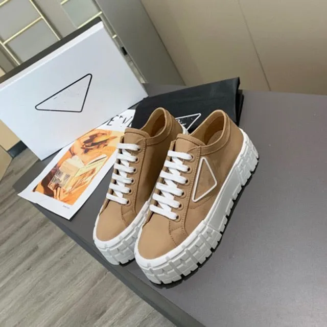 Canvas Leather Platforms Shoes Women Chunky Sneakers Fashion Shoes Women Choussure Femme Designer Shoes Women Luxury Brand Logo