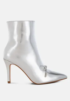 Capper Bow Detail Metallic High Ankle Boots