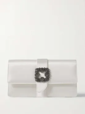 Capri crystal-embellished satin clutch