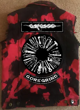 Carcass Goregrind Rocker Patch Battle Jacket Surgical Steel Blood Splatter Edition Cut-Off Denim