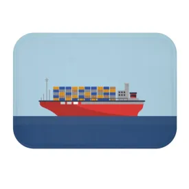 Cargo Ship with Containers in the Ocean Bath Mat