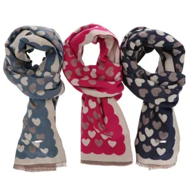 Cashmere Feel Hearts Scarf